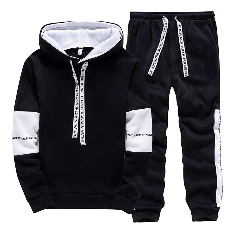 Winter Clothing For Men - 블랙 화이트 남성 운동복 패션 캐주얼