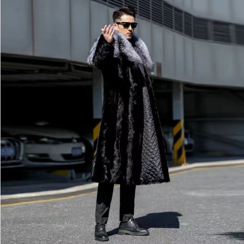 남성용 인조 밍크 코트, 긴 모피 코트, 블랙 컬러,  - Winter Clothing Brand 리뷰 및 가격