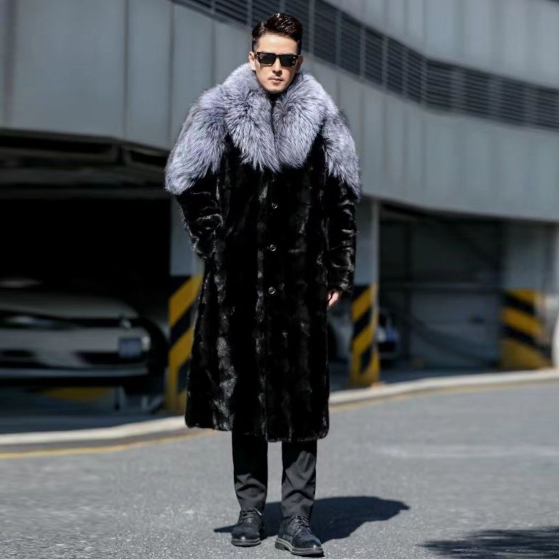 남성용 인조 밍크 코트, 긴 모피 코트, 블랙 컬러,  - Winter Clothing Brand 리뷰 및 가격