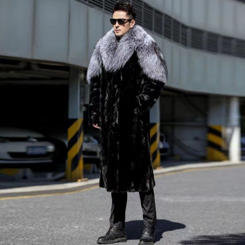 남성용 인조 밍크 코트, 긴 모피 코트, 블랙 컬러,  - Winter Clothing Brand 리뷰 및 가격