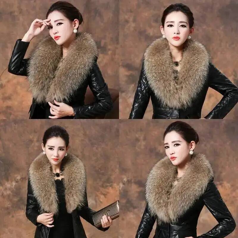 자연 너구리 모피 칼라 리얼 모피 스카프 여성 겨울 럭 - Winter Clothing Online 리뷰 및 가격