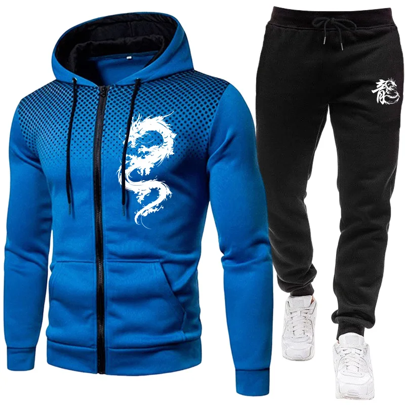 남성용 파리 드래곤 패턴 패션 프린트 세트 투피스 세트 - Winter Clothing For Men 리뷰 및 가격